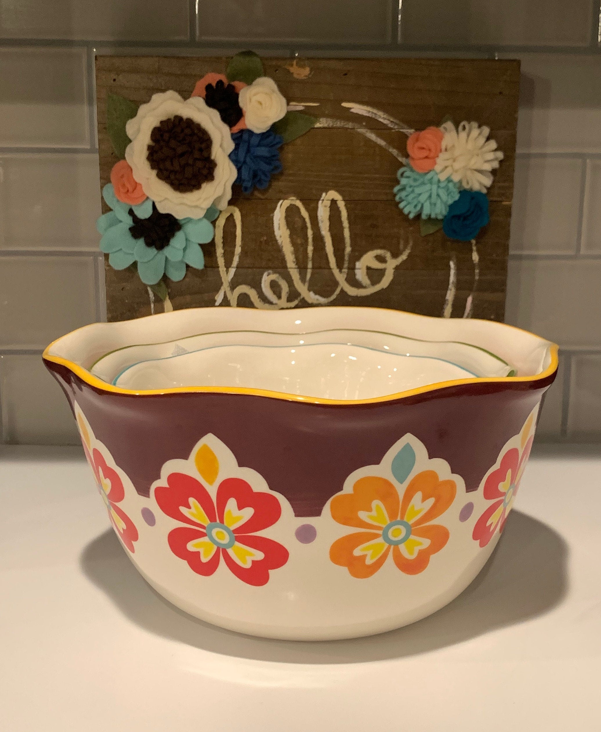 The Pioneer Woman Flea Market 3-piece Nesting Bowl Set-brand New Beautiful  