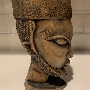 Magnífica escultura de madera tallada a mano / Escultura de perfil de cabeza de madera / Regalos únicos para amigos / Decoración del hogar