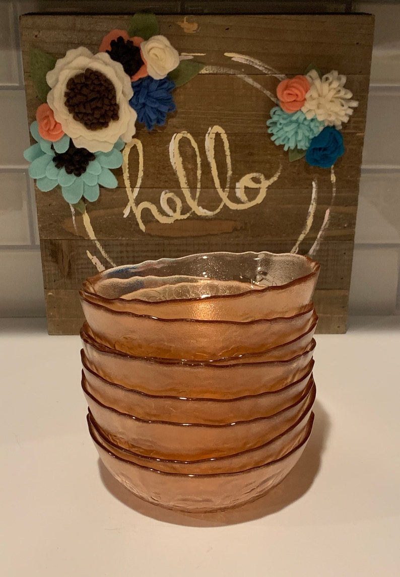 Rosaline Pink Glass Salad Bowls Arcoroc France Raised Etsy