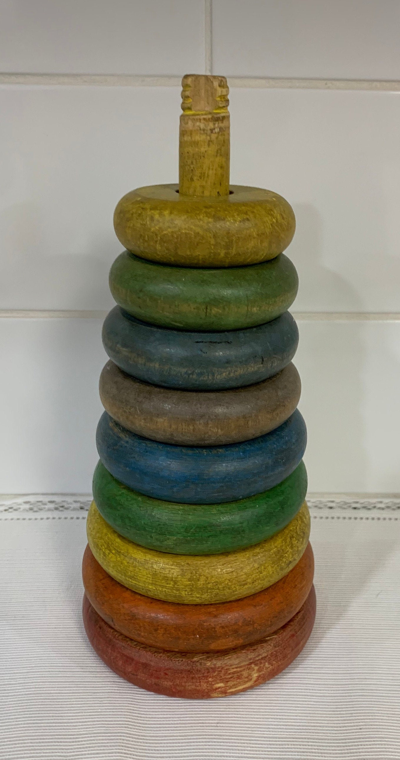 Vintage Rainbow Wood Stacking Toy Vintage Childrens Toy Etsy