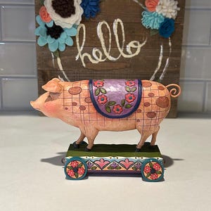 Jim Shore Pig On Wheels | Collectable Jim Shore Pig | Pig Lover Gift | Heartwood Creek Pig Figurine