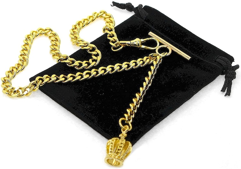 Gold tone fine polish pocket watch chain vest chain for men Etsy