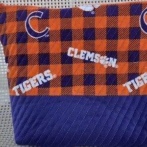 Makeup Bag, Clemson Tigers, Purple, Orange, Pouch, Zipper Pouch