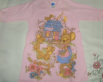 Bonds Babywear Night Gown Pink 'Time to Say Goodnight' Vintage Nightie Long Sleeve Nightwear Baby Size 00 Mouse Garden-NEW Made in Australia