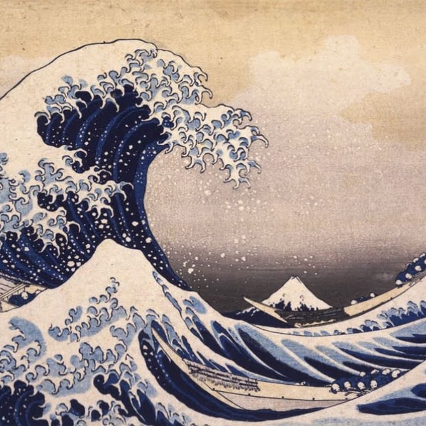 Modèle de point de croix Format PDF Couverture complète - La grande vague par Hokusai DMC - Livraison gratuite, téléchargement immédiat et impression
