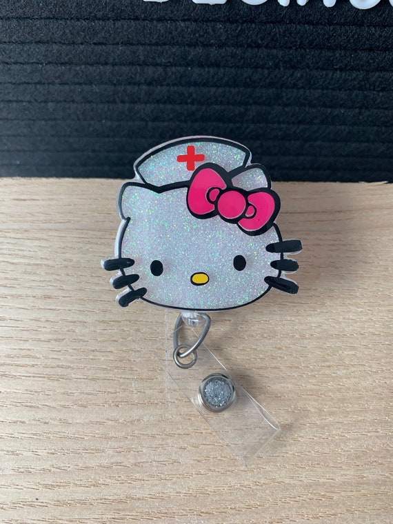 Hello Kitty Nurse Badge Holder/Reel ID Card Holder Medical Nurse RN Earrings