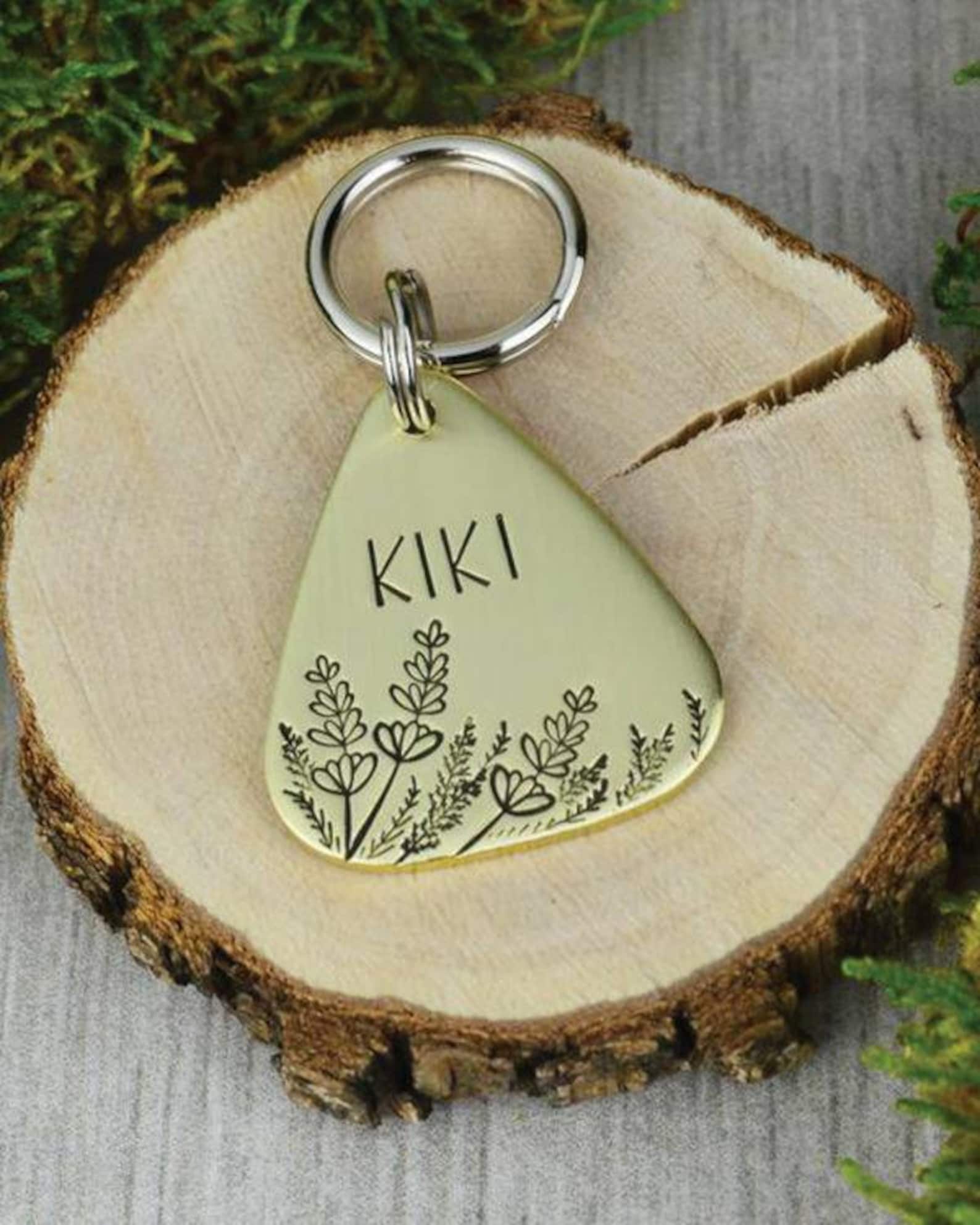 Blume Geplatztes Haustier ID Tag Hunde Namensschild für Etsy