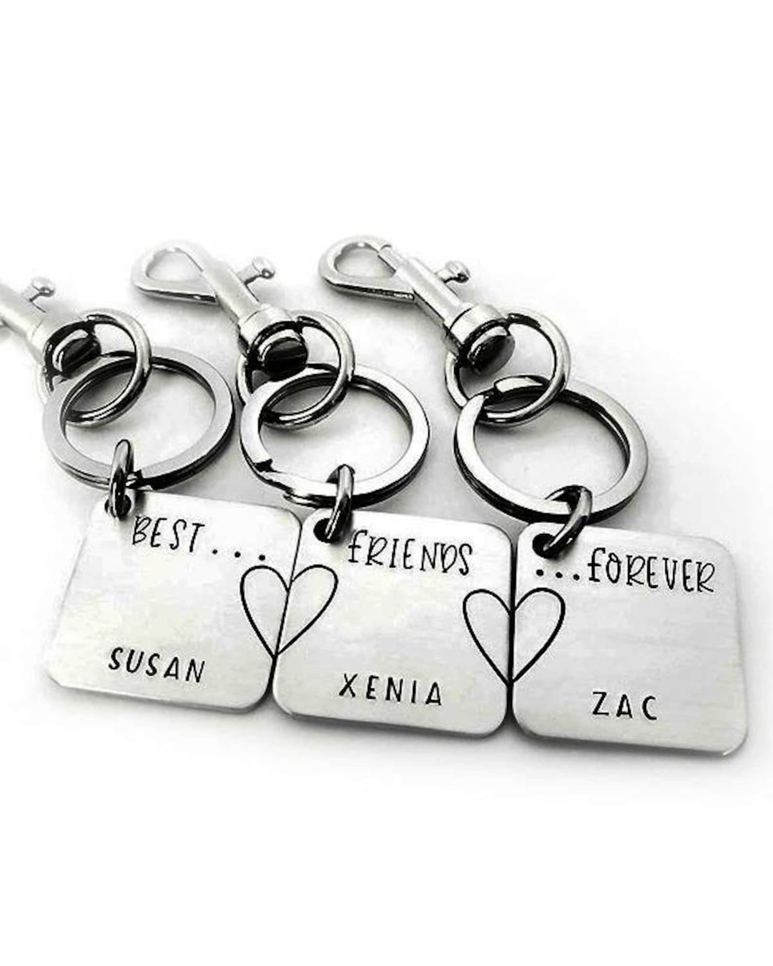 Bff keychain for 3 personalized keychain set of 3 keychain Etsy