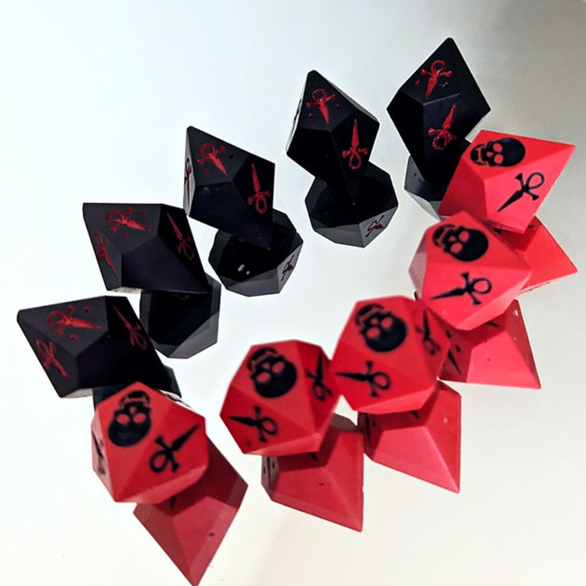 Vampire the Masquerade Dice Set, Hunger Dice Handmade Fauxstone/jesmonite TTRPG Dice, Gothic