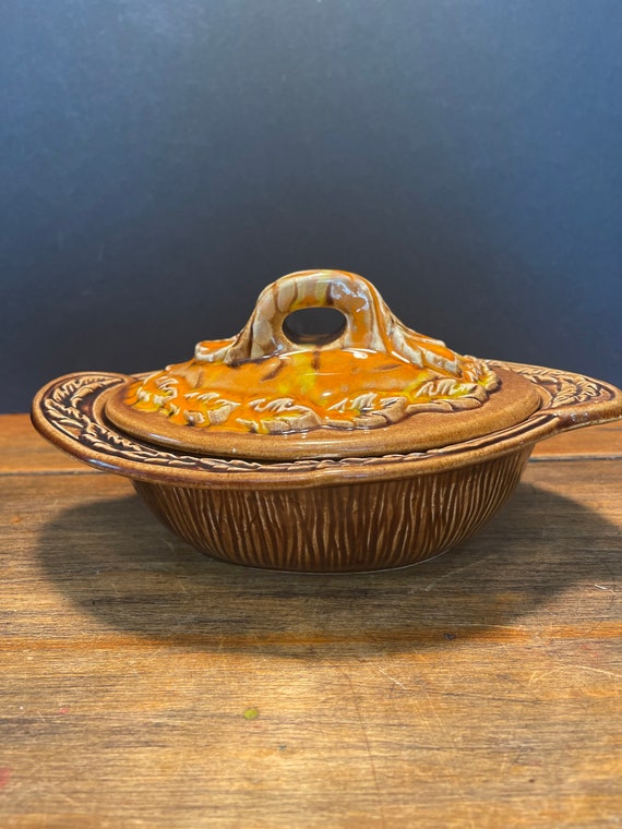 Vintage California Pottery Covered Casserole Dish Autumn Etsy