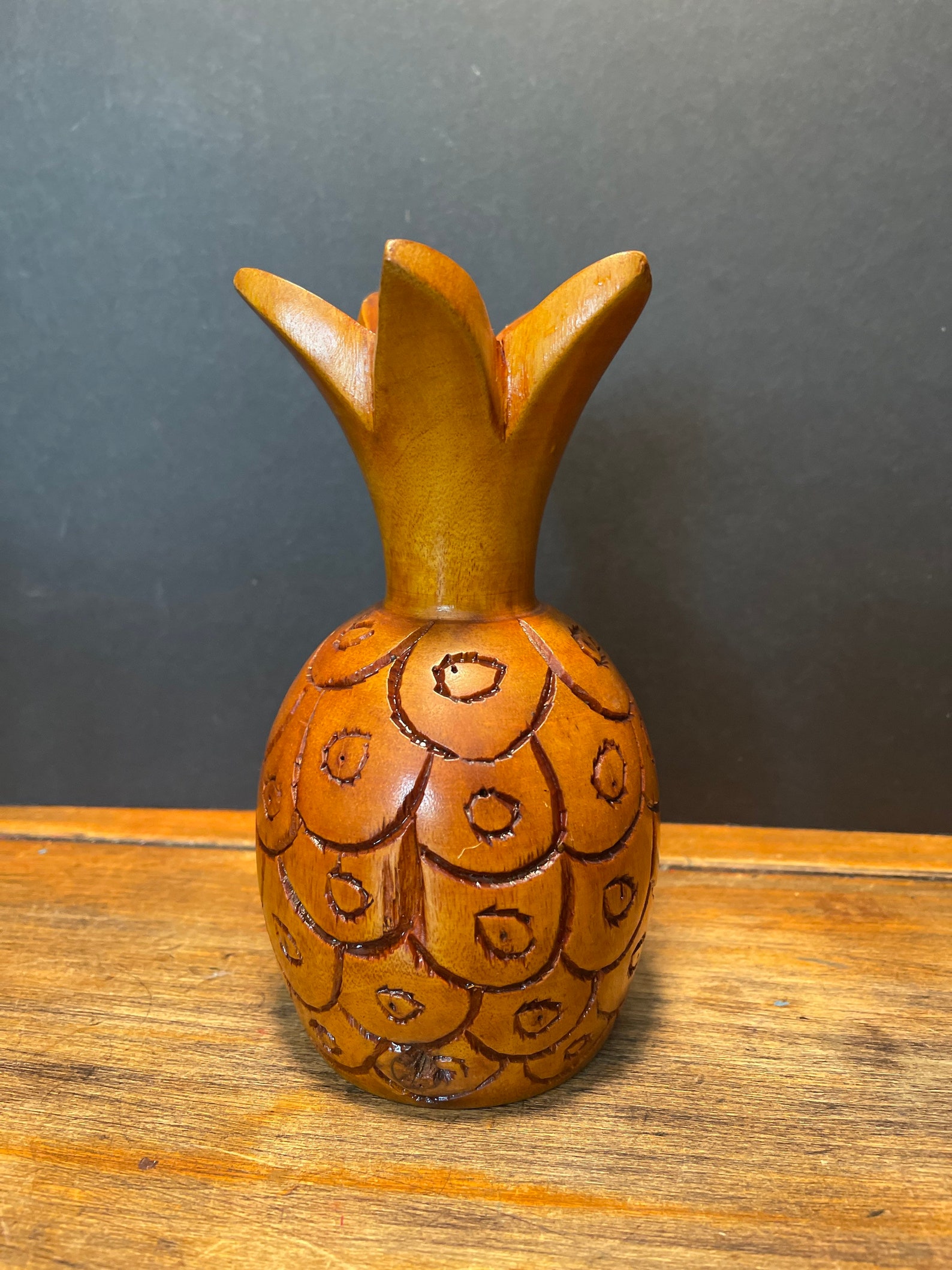 Vintage Carved Wood Pineapple Statue Sculpture Wood Pineapple Etsy
