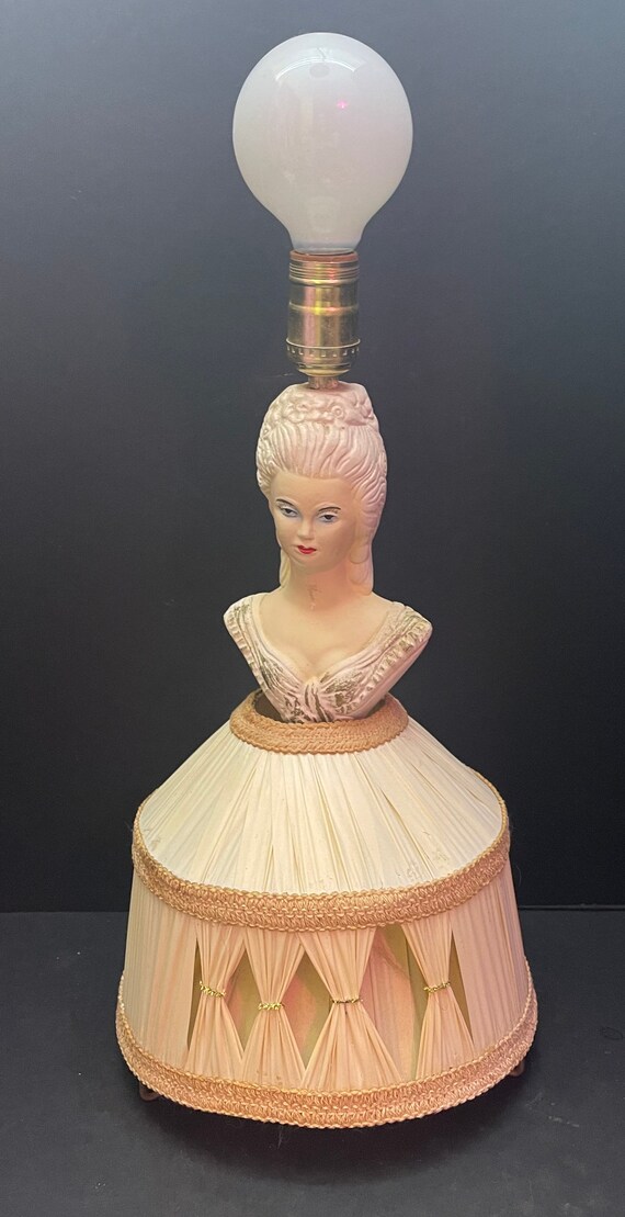 Vintage Chalkware Victorian Lady Lamp Beautiful Etsy