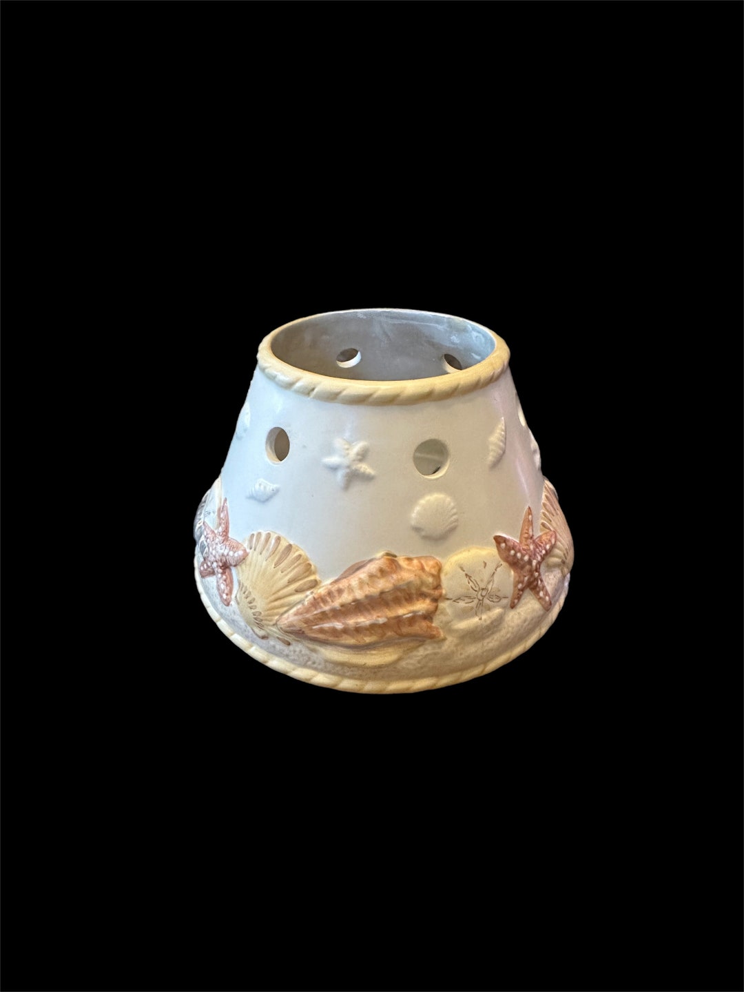 Yankee Candle Topper Jar Shade Sea Shell Starfish Beach Pink Ceramic Etsy