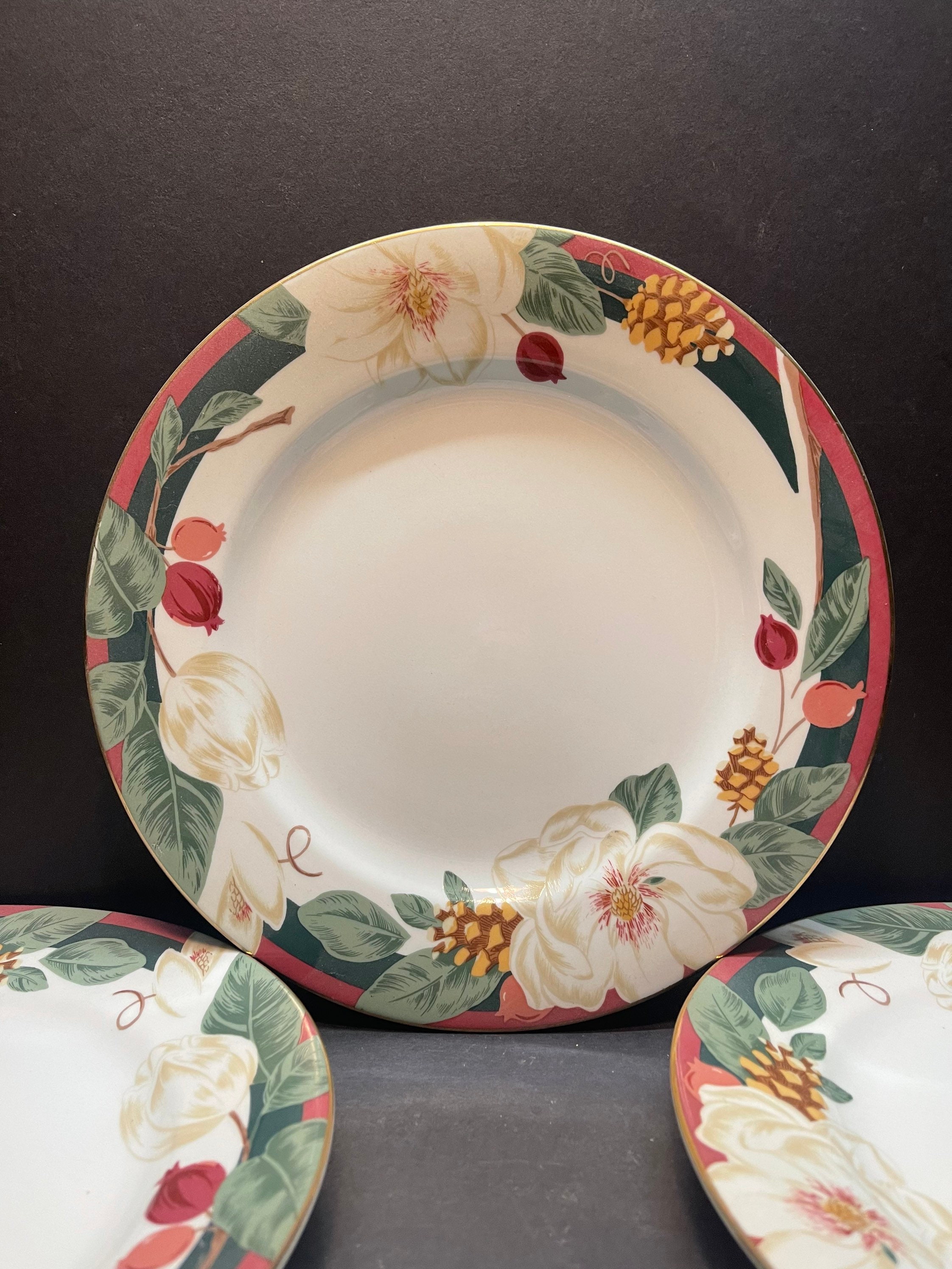 Tienshan Fine China Magnolia Pattern Set of 4 Dinner Plates 10.5