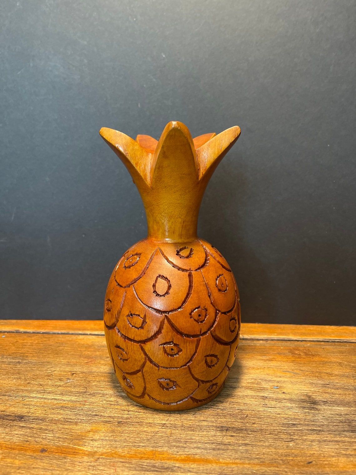 Vintage Carved Wood Pineapple Statue Sculpture Wood Pineapple Etsy
