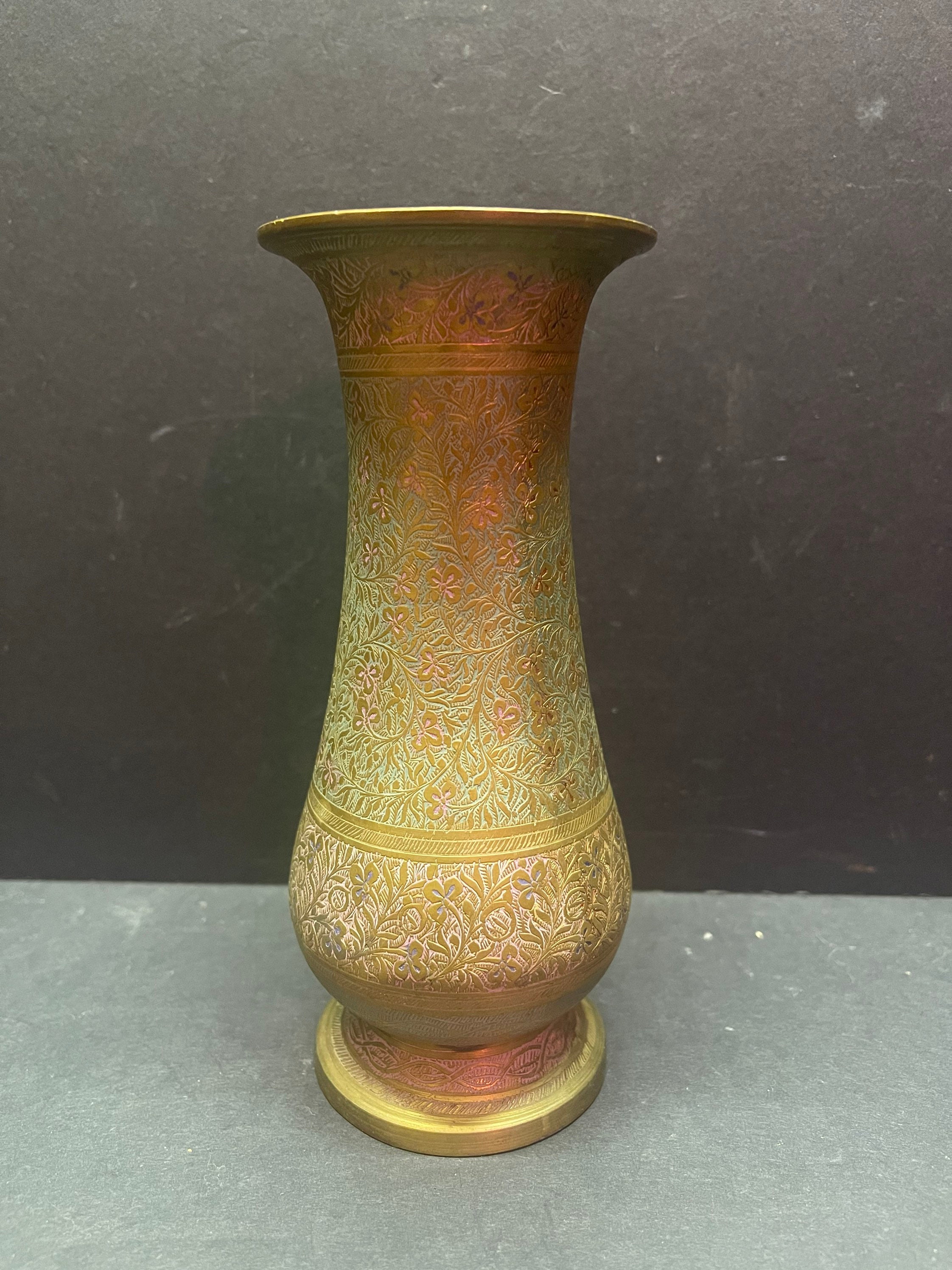 Brass and Enamel Vase / Dot Pick Marks India 226 C 117 / Unknown Age