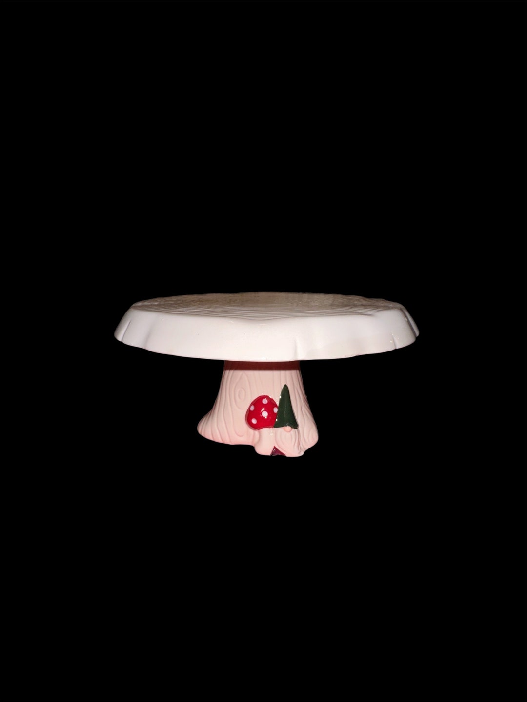 Peppermint Pines Whimsical Cake Stand Tree Stump With Mushroom Etsy