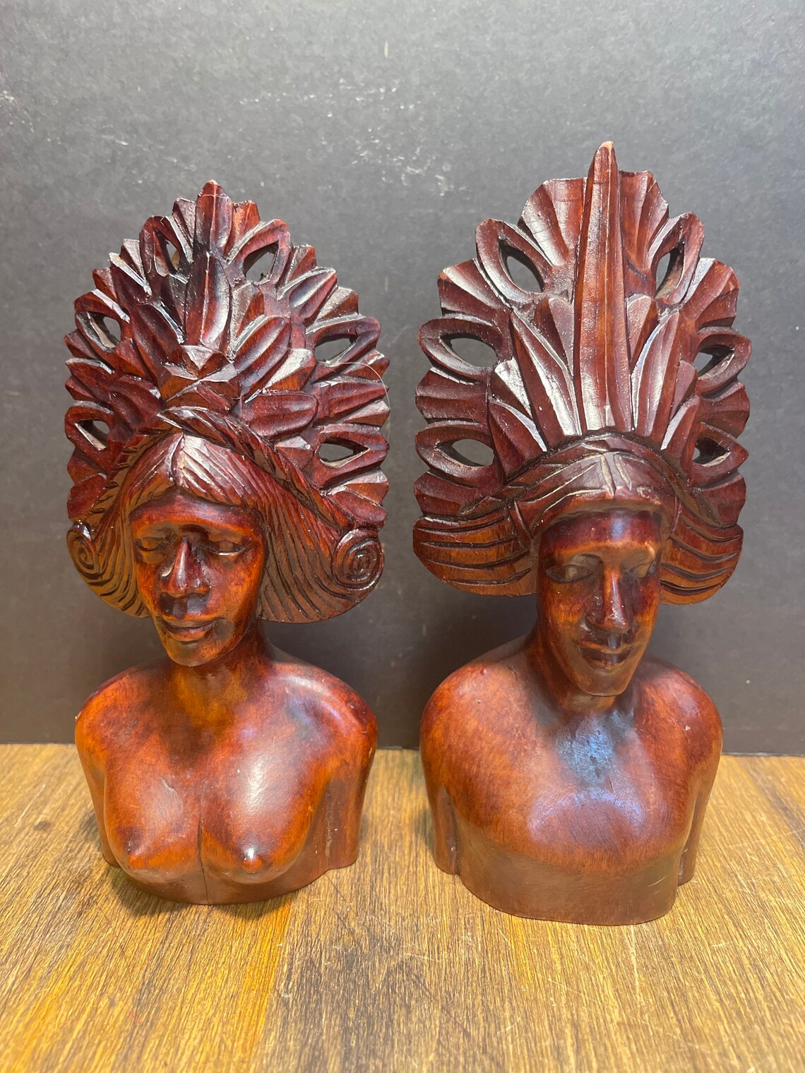 Carved Wood Philippines Busts of Man and Woman Etsy