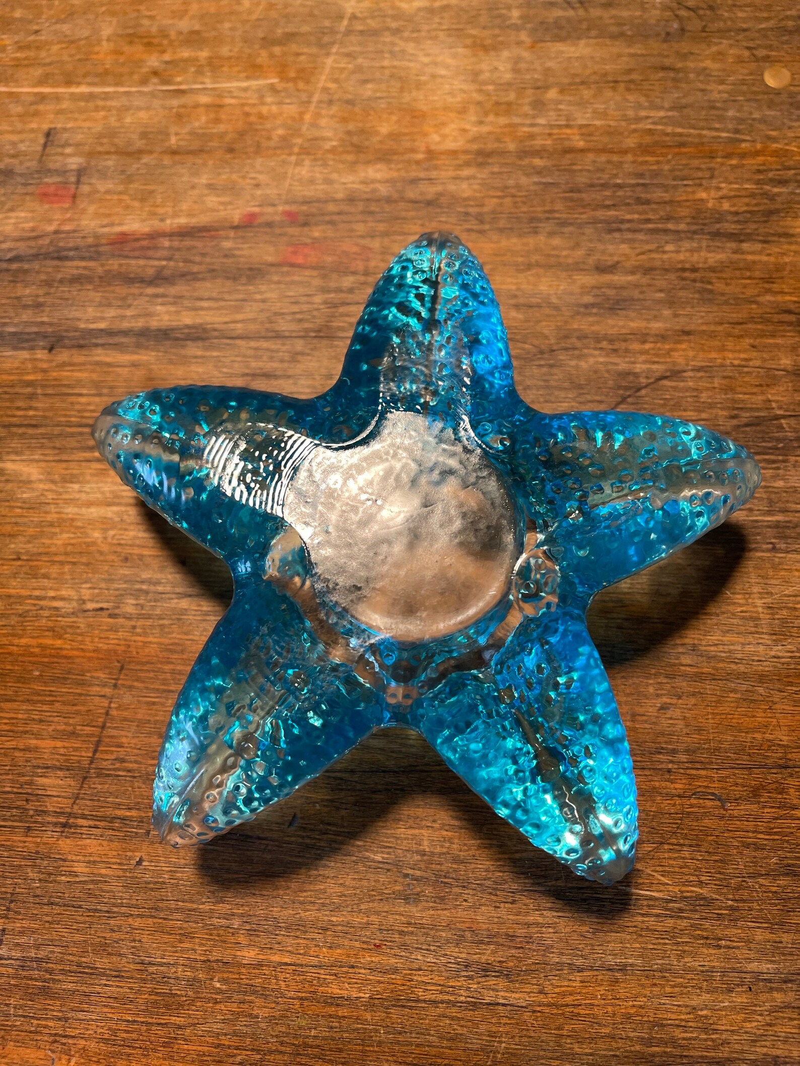 Aqua Blue Glass Starfish Candle Holder Etsy