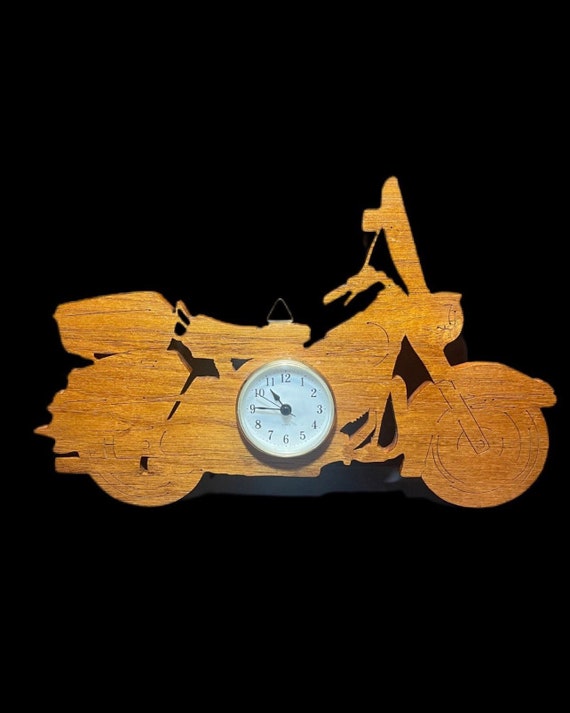 Handgefertigt Holz Motorrad Uhr Harley Davidson Silhouette - .de