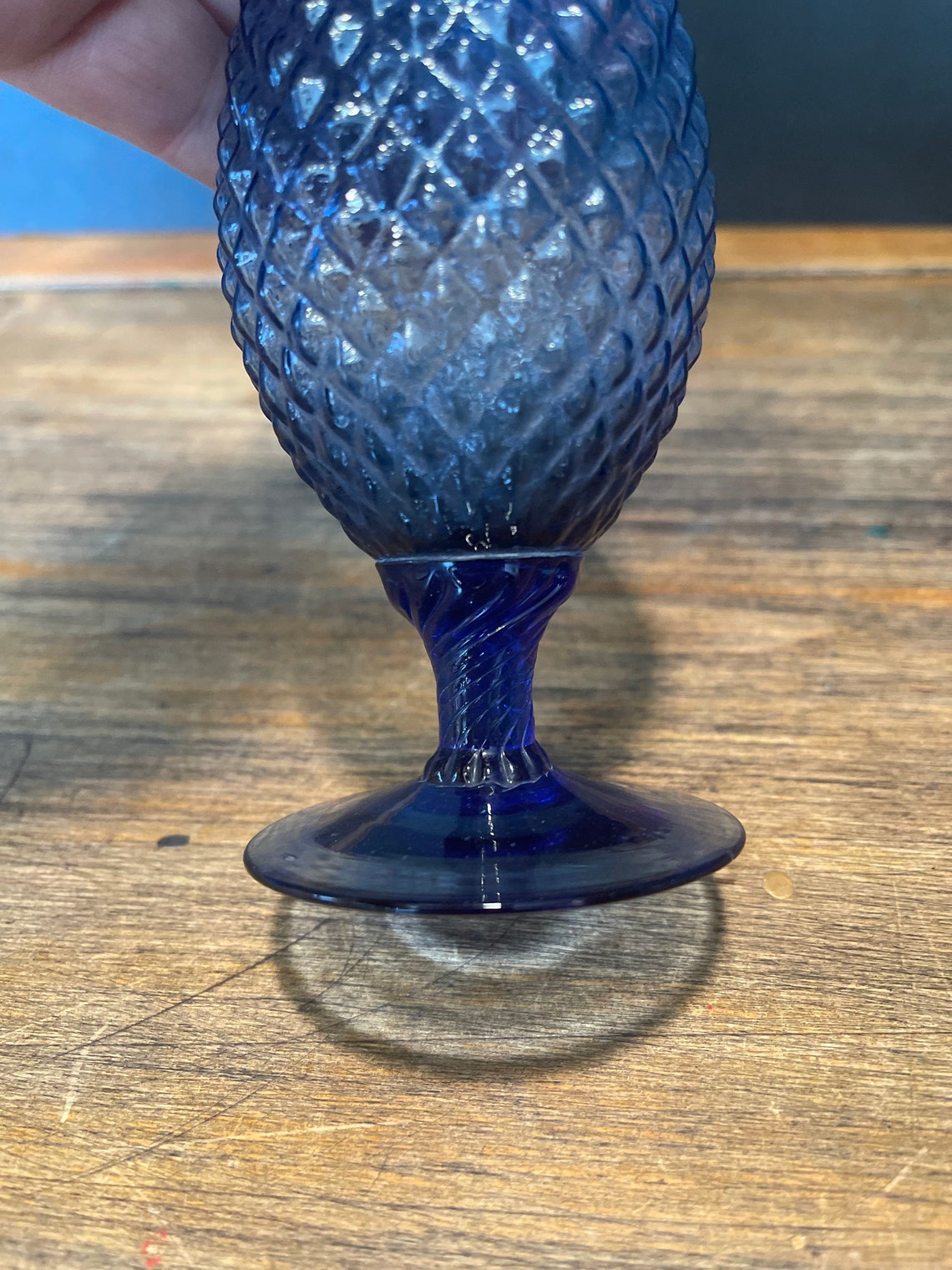 Vintage Cobalt Blue Depression Glass Bud Vase BEAUTIFUL Etsy