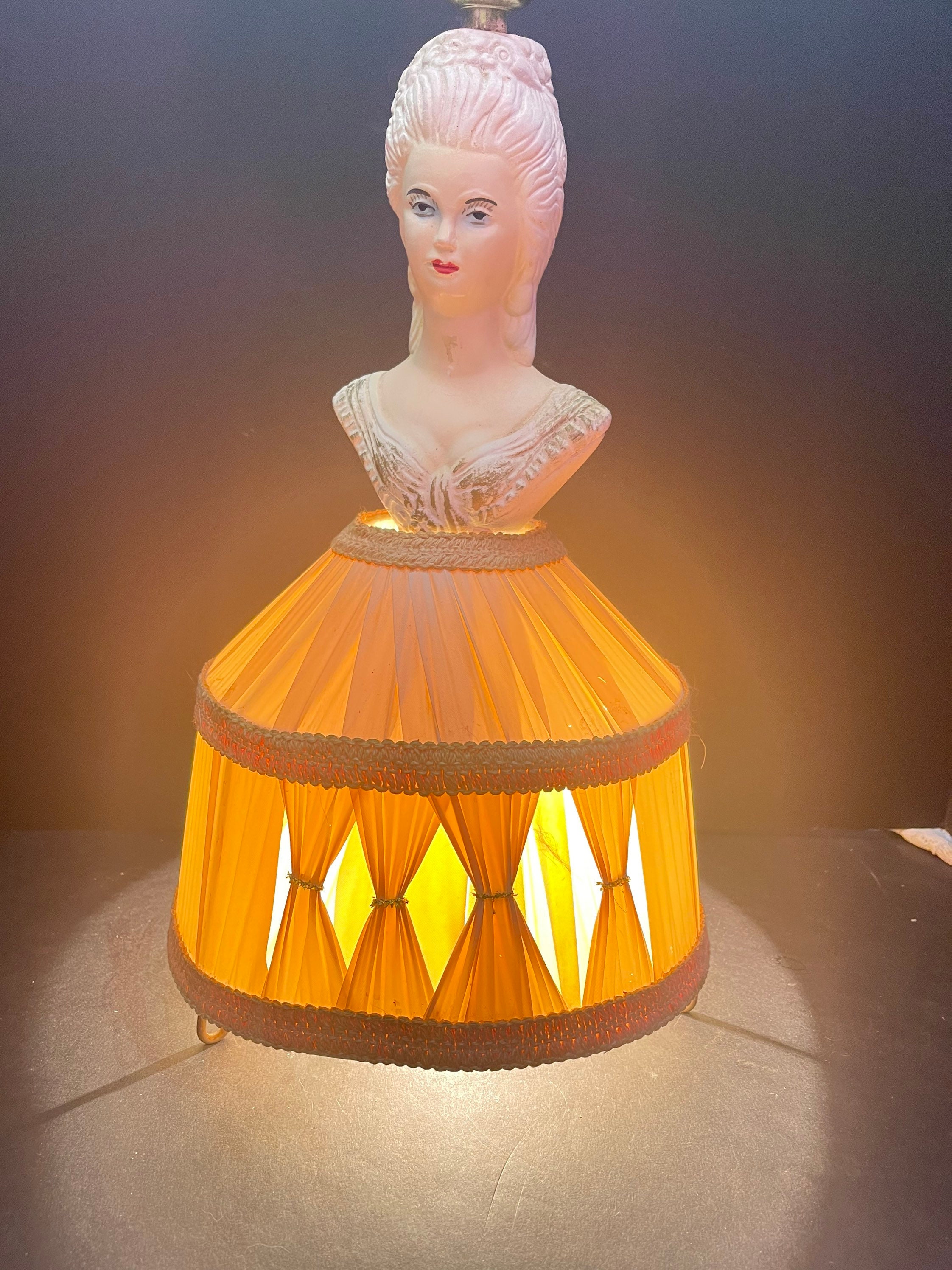 Vintage Chalkware Victorian Lady Lamp Beautiful Etsy