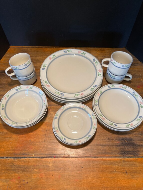 Vintage Tienshan Stoneware Wild Flower Pattern 17 pieces Etsy