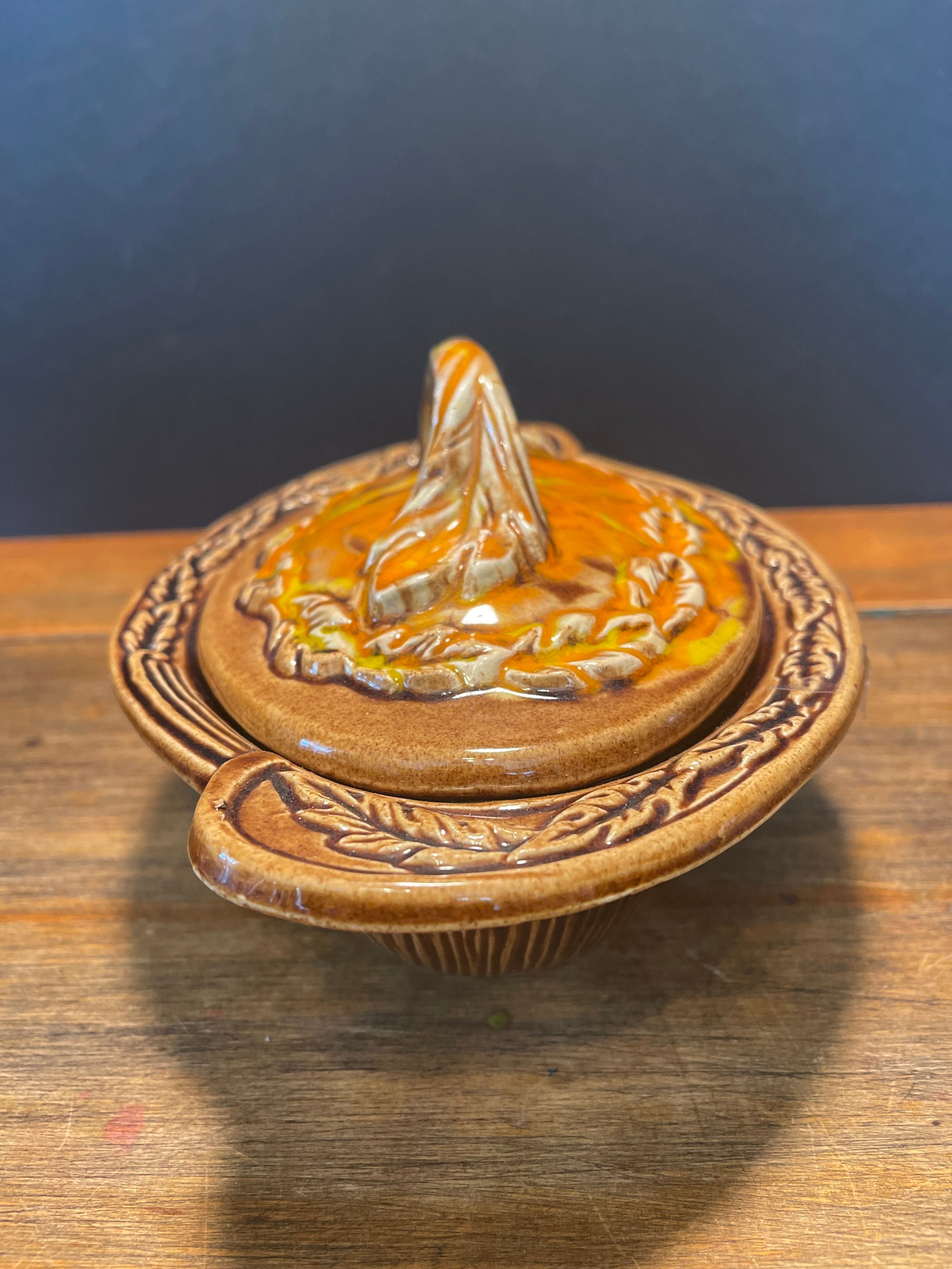 Vintage California Pottery Covered Casserole Dish Autumn Etsy