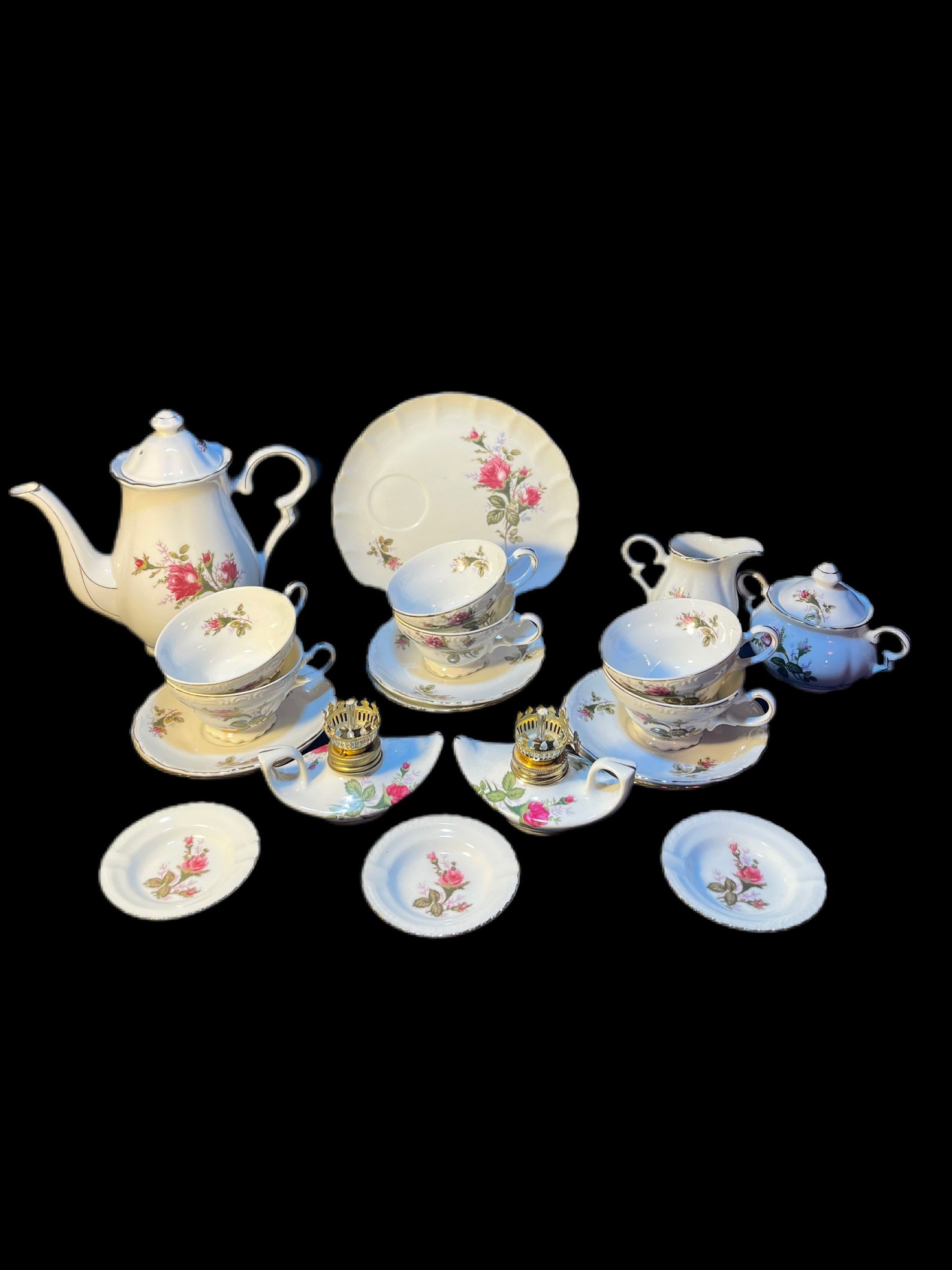 Vintage 21 Pc Moss Rose Demitasse Coffee Tea Set Japan Etsy