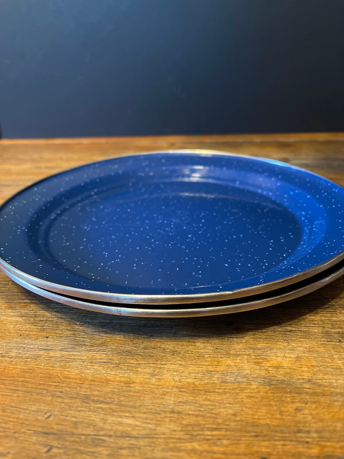 Vintage Blue Speckled Enamelware Plates 10 Set of 2 Etsy