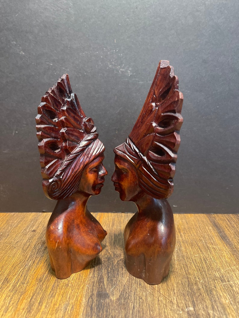 Carved Wood Philippines Busts of Man and Woman Etsy
