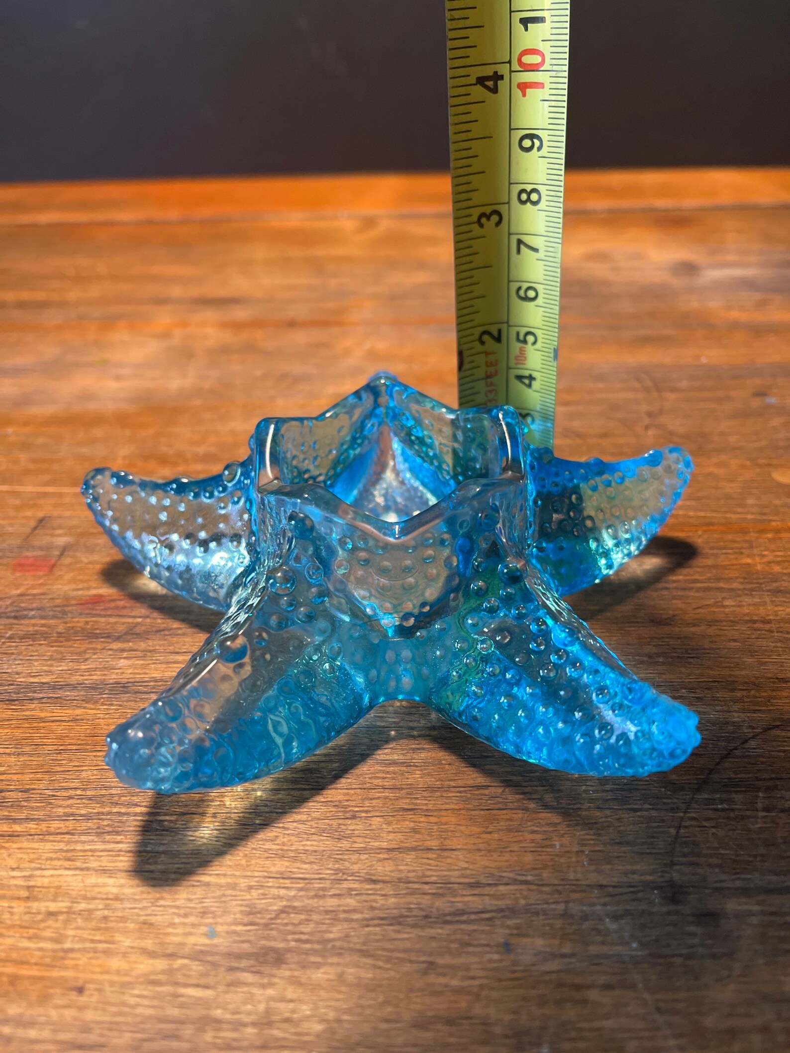 Aqua Blue Glass Starfish Candle Holder Etsy