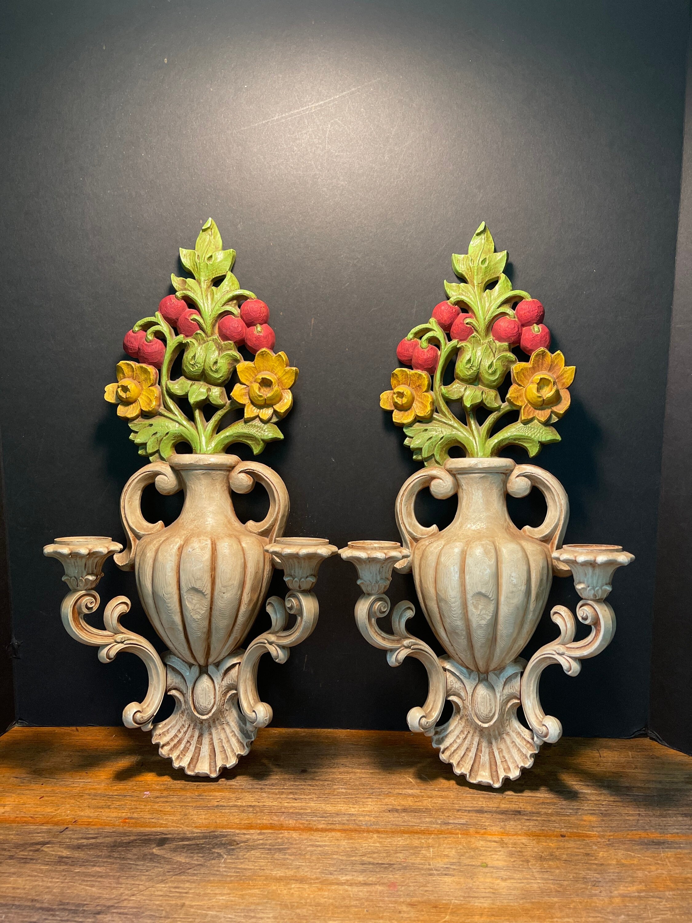 Homco 1965 Candle holder two sconces wall plaque Home Etsy