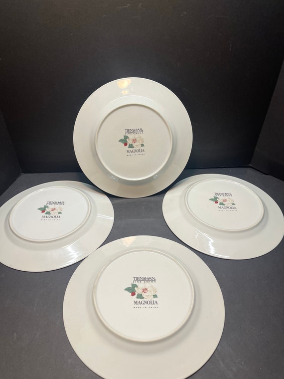 Tienshan Fine China Magnolia Pattern Set of 4 Dinner Plates 10.5