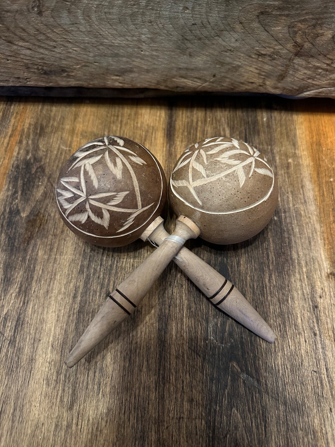 Vintage Wood Maracas Coconut Shell Maraca Vintage Shakers Etsy