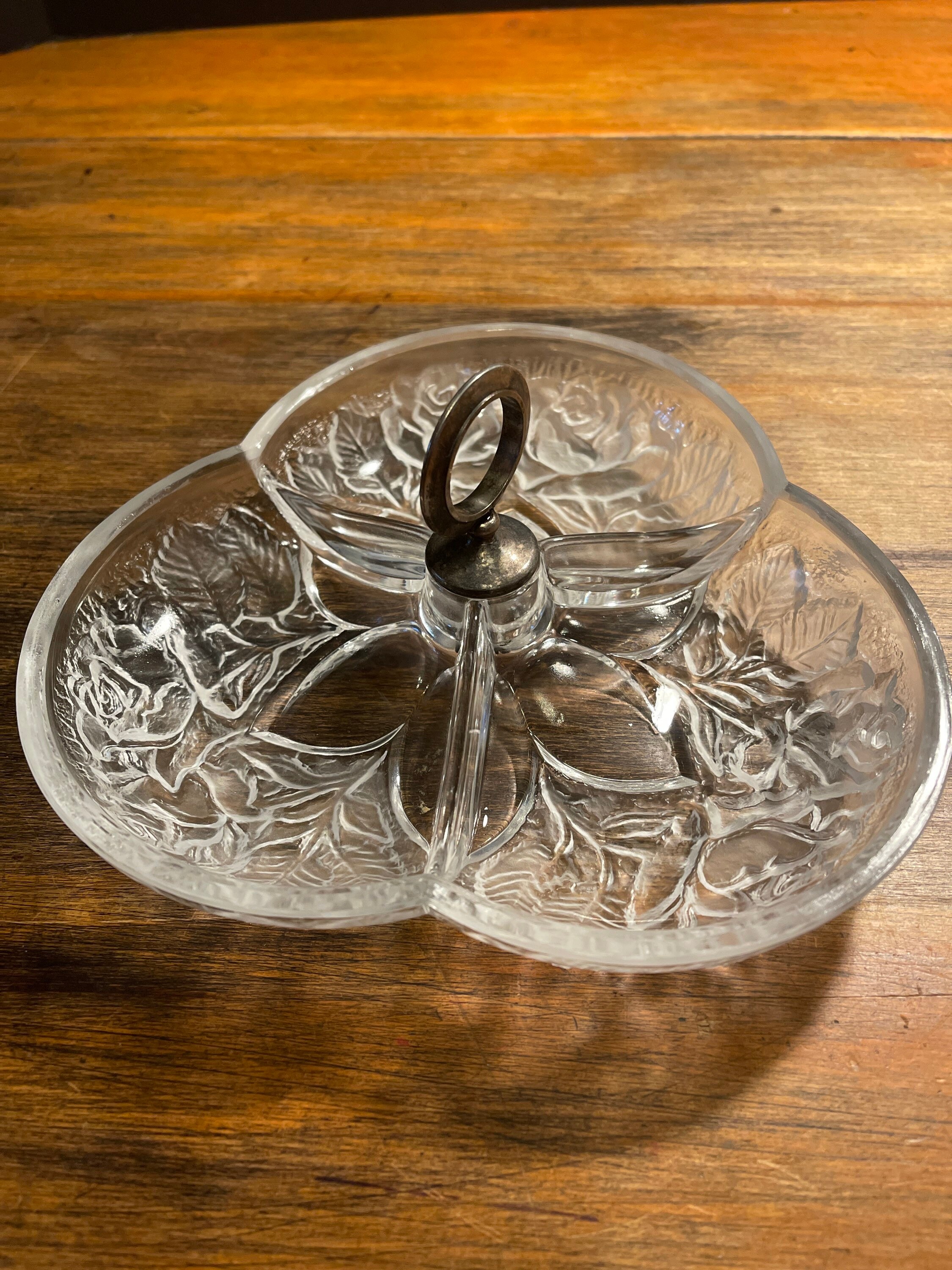 Vintage Lead Crystal Divided Dish Etsy