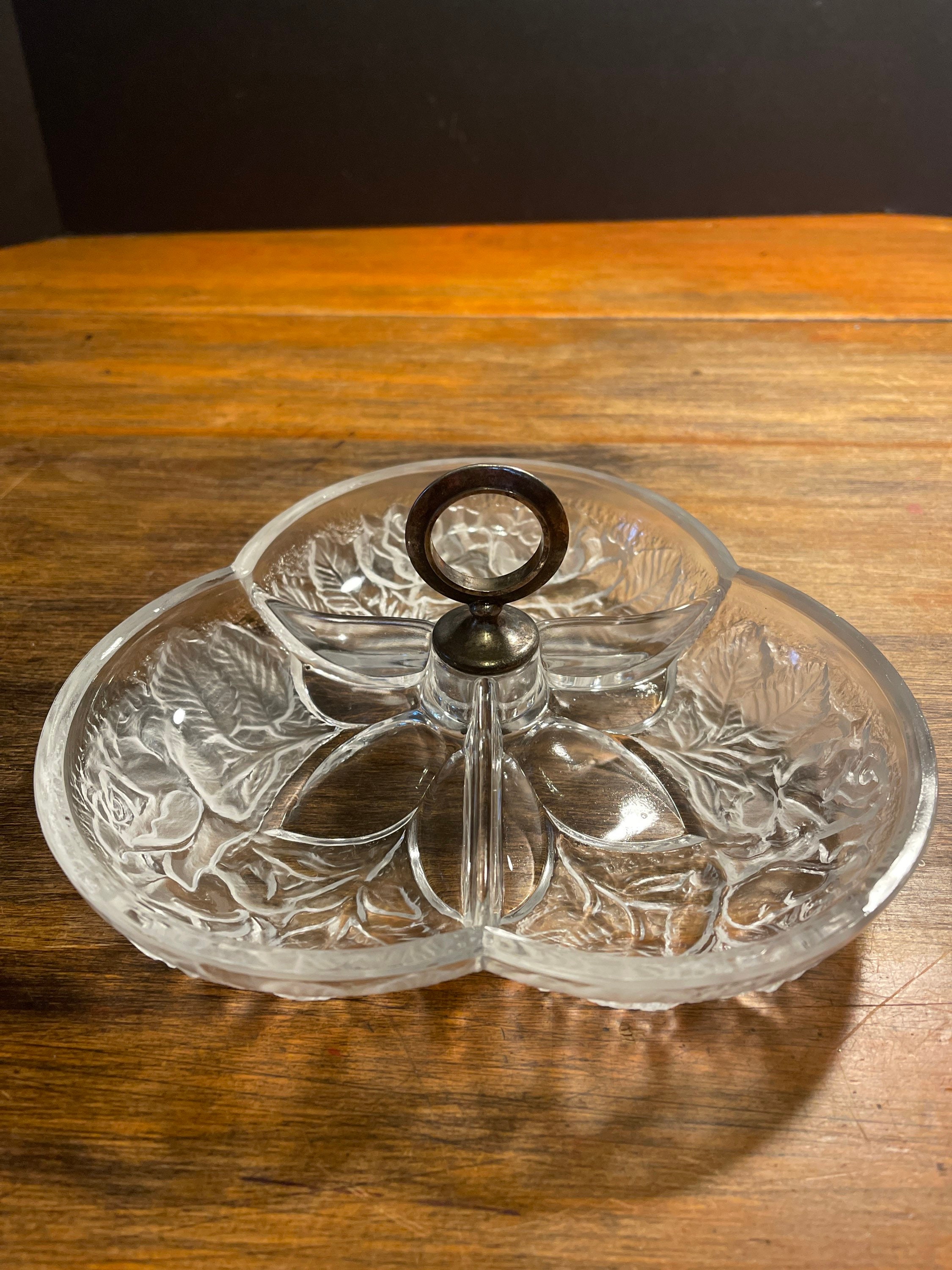 Vintage Lead Crystal Divided Dish Etsy