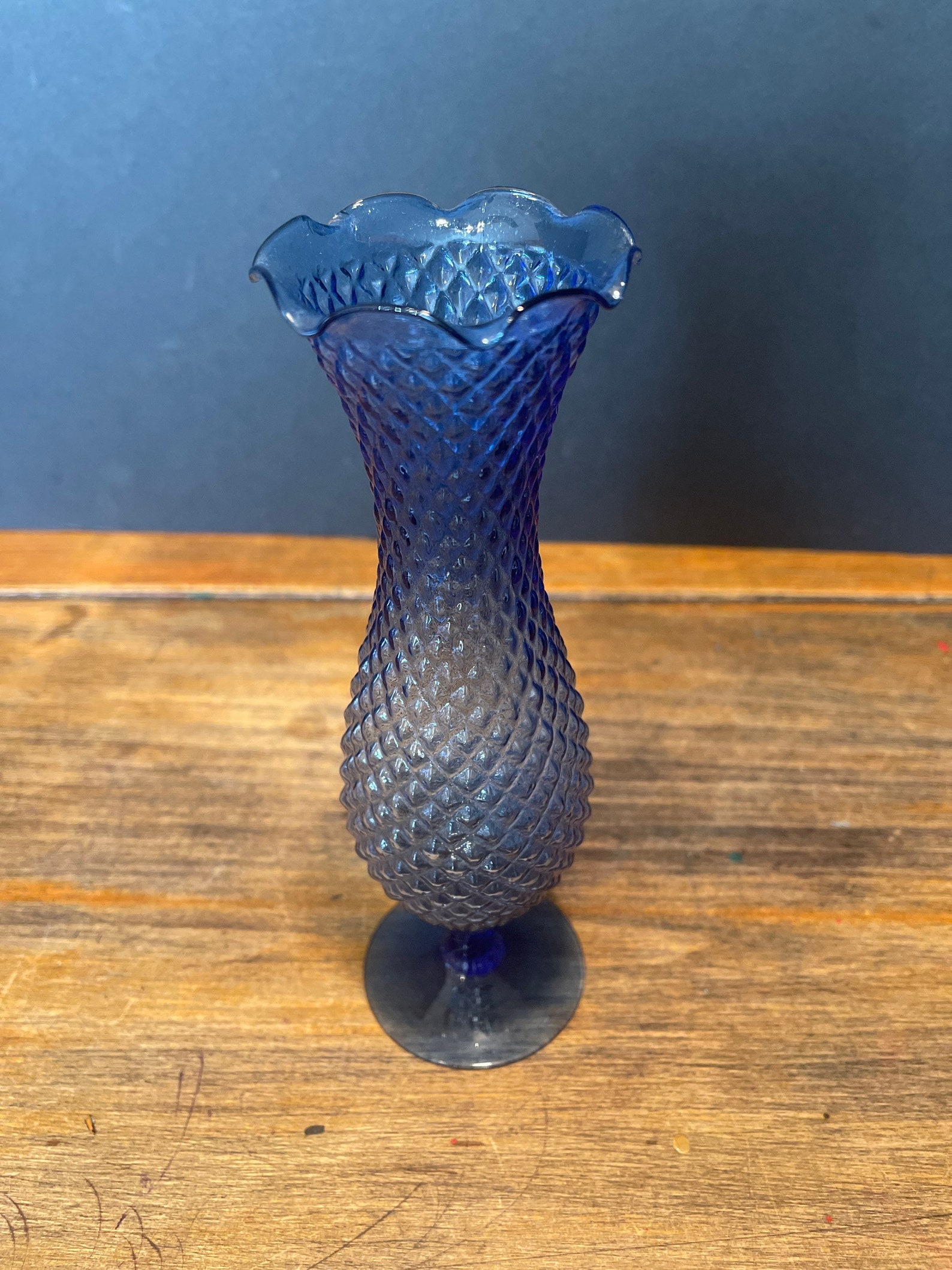 Vintage Cobalt Blue Depression Glass Bud Vase Beautiful Etsy