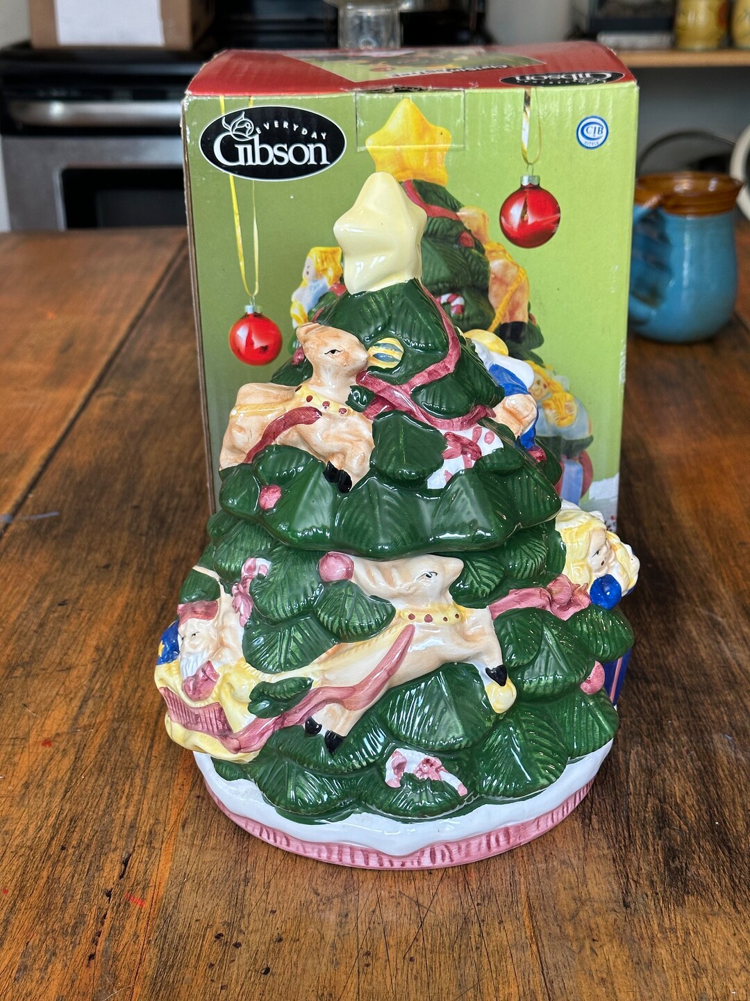 Gibson Christmas Tree Cookie Jar 10 Ceramic Angels Etsy