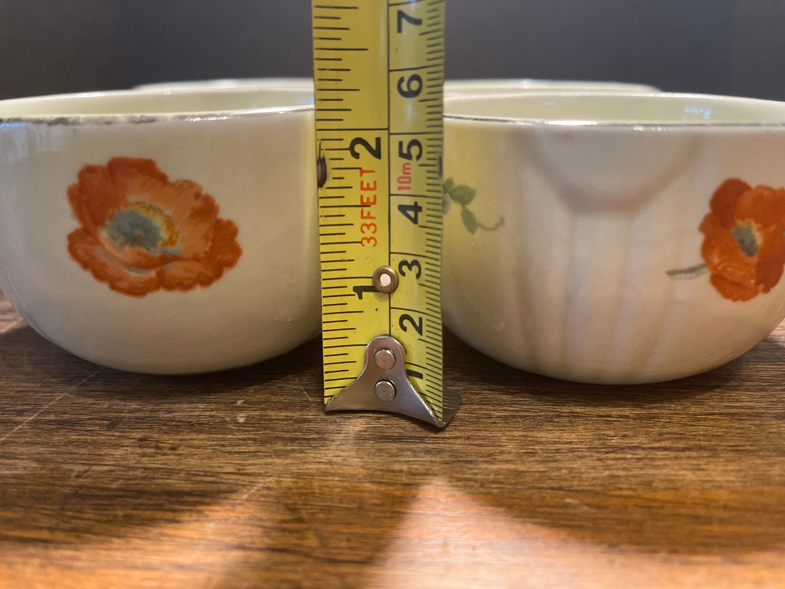4 Vintage Halls Pottery Orange Poppy Radiance Custard Cups Etsy