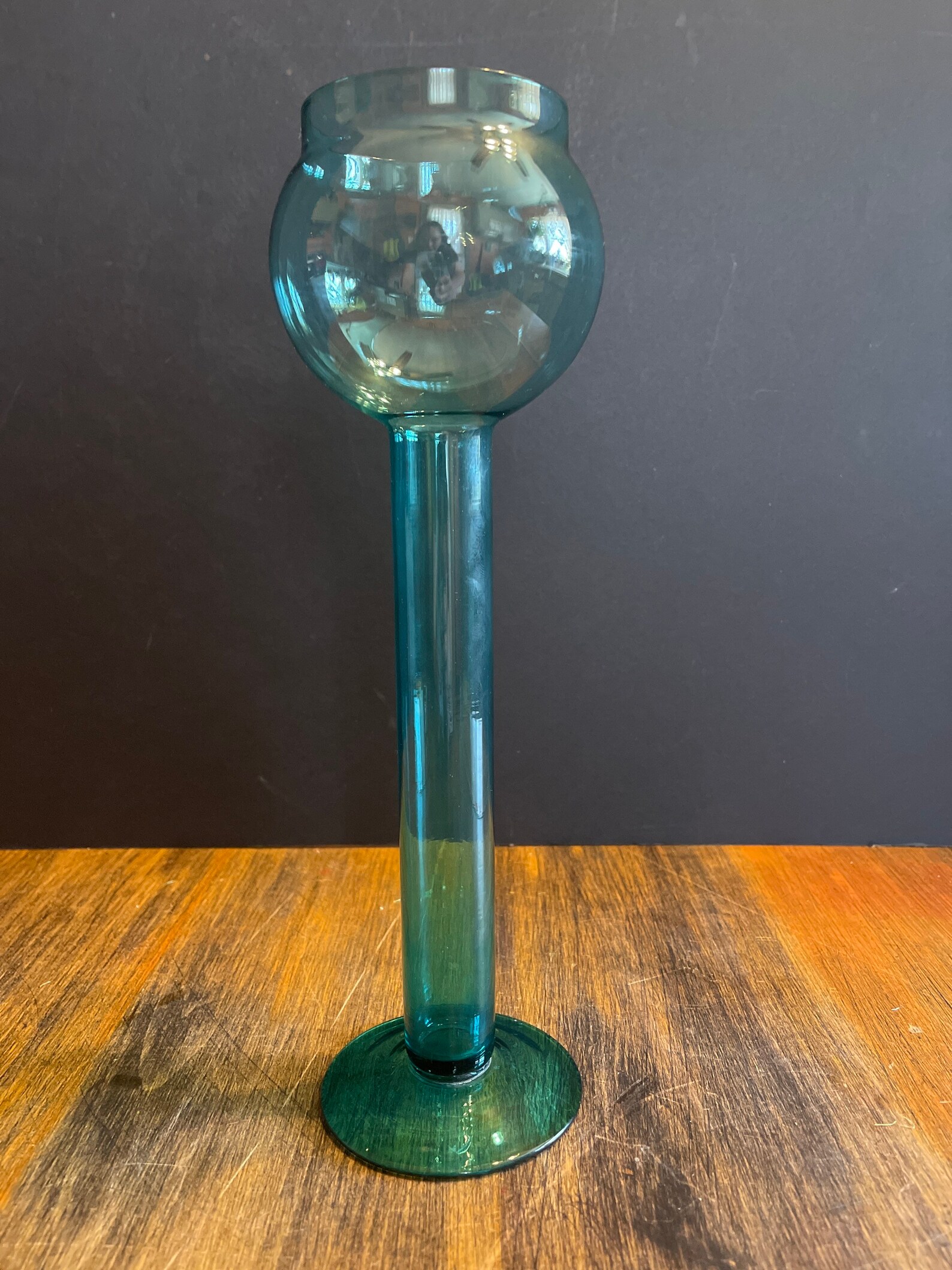 Vintage Green/Blue Blown Glass Bulb Vase 12 MCM Mid Century Etsy