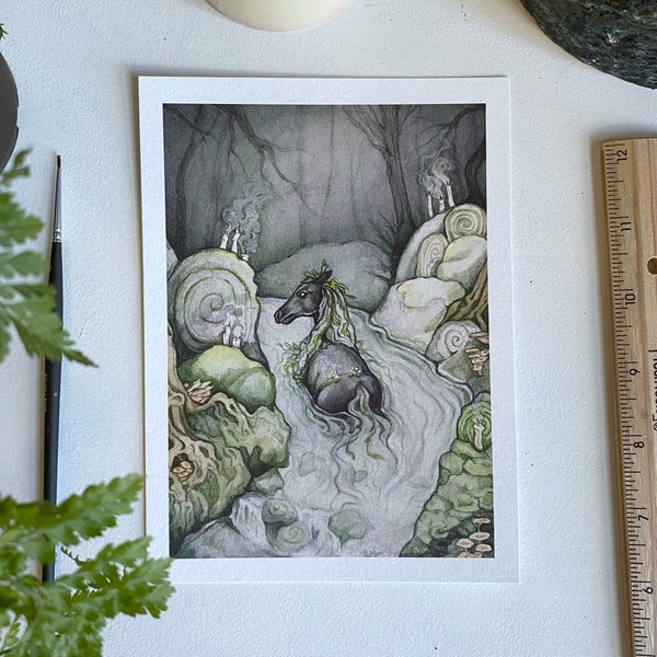 Kelpie Print, Whimsical Illustration, Fantasy Art, Scottish Folklore