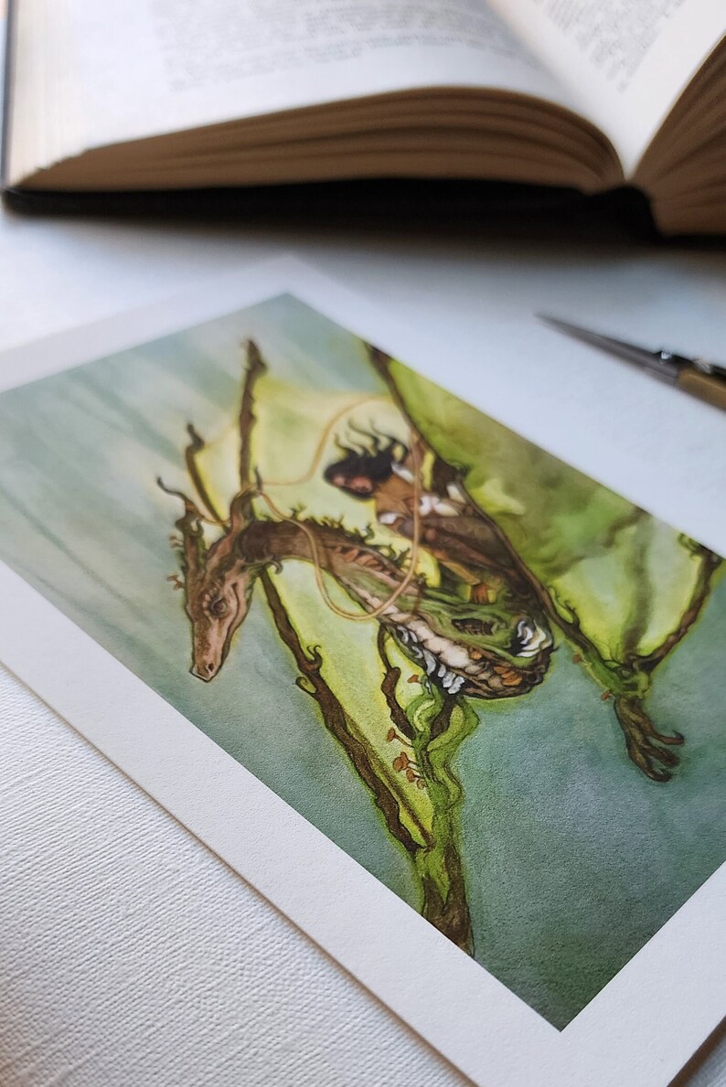 Forest Dragon Rider Print, Fantasy and Fairytale Illustration ...