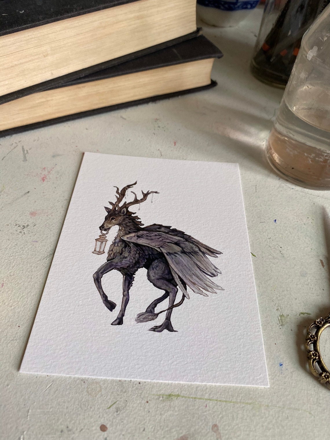 Peryton Illustration Art Print Mythical Creature Whimsical - Etsy