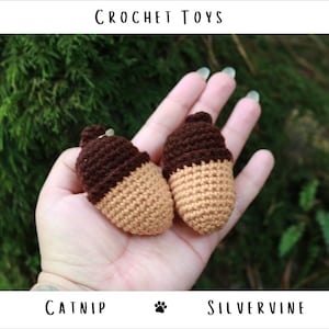 Acorns! Cottagecore Crochet Catnip & Silvervine Cat Toy