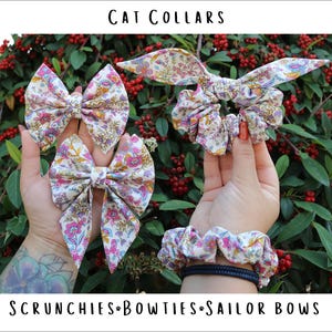 Bohemian Flowers  - Bow Tie, Sailor Bow, Scrunchies and Cat Collars For Cats & Dogs - ChosenByKai