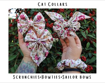 English Garden - Bow Tie, Sailor Bow, Scrunchies and Cat Collars For Cats & Dogs - ChosenByKai