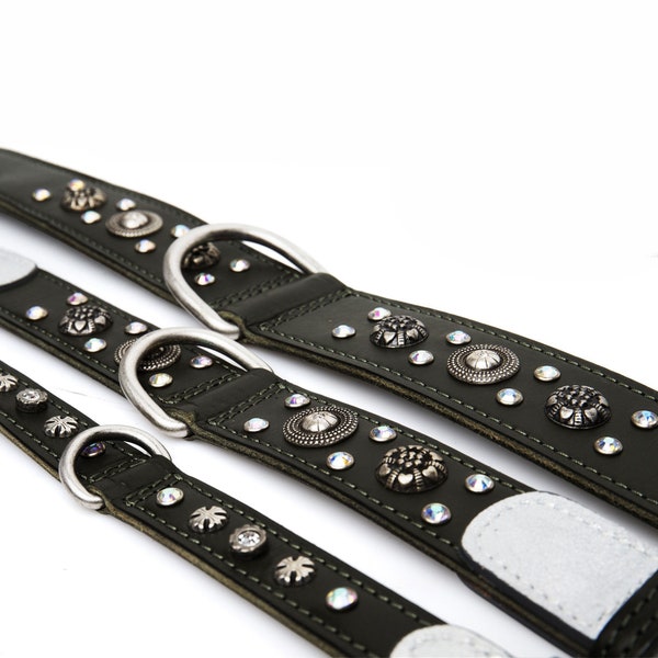 Ginevra Soft Calf Leather Studded Dog Collar in VARIOUS COLOURS