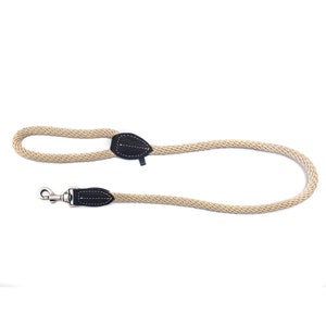 Romeo Waxed Soft Calf Leather And Rope Dog Lead in Various Colours