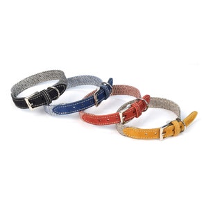 Gianni Braided Fabric And Waxed Leather Dog Collar in VARIOUS COLOURS